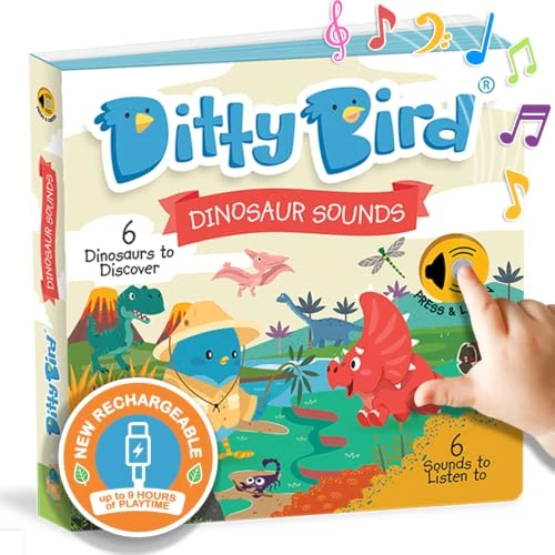 Tijdelijke aanbieding: Ditty bird - livre musical sensoriel bébé: Les dinosaures, T-rex, tricératops, vélociraptor van 13.49 € naar 13.49 € (0.00% korting)