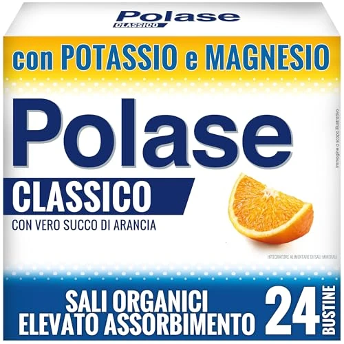 Offerta a tempo: Polase Classico, Magnesio e Potassio,Integratore Alimentare, contro Stanchezza e Fatica Fisica, Caldo, Sali Minerali Organici, Gusto Arancia, 24 Bustine - 34% da 19.90 € a 13.09 €