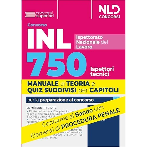 Offerta a tempo: Concorso 750 ispettori tecnici INL (Istituto nazionale del lavoro) 2024. Manuale con teoria e quiz suddivisi per capitolo - 73% da 40.00 € a 10.80 €