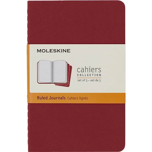 Moleskine CH111 - Set de 3 cuadernos a rayas de tamaño bolsillo, color rojo arándano, 3 Unidades