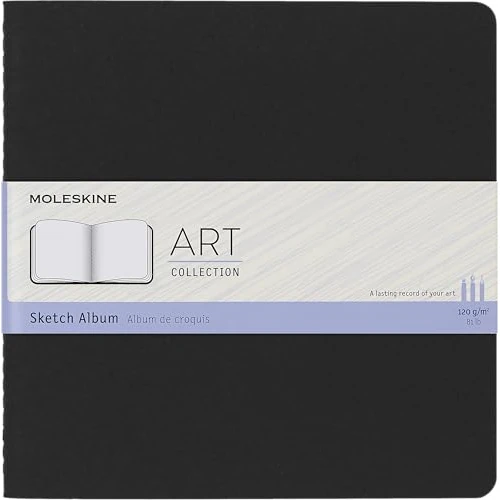 Moleskine - Art Collection, Cuaderno de Dibujo con Tapa Dura, Papel Apto para Bolígrafos, Lápices, Carboncillo, Color Negro, Tamaño Cuadrado 19 x 19 cm, 88 Páginas