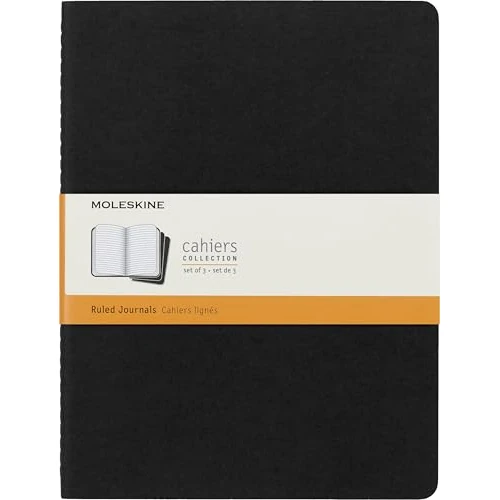 Moleskine Cahier Journal - Set of 3 Ruled Notebooks, Cardboard Cover - Size Extra Large 19 x 25 cm - Colour Black - 120 Pages, S05017