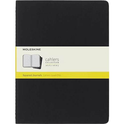 Moleskine QP322 - Set de 3 cuadernos cuadriculados extragrandes, color negro: Extra Large (Moleskine Cahier)