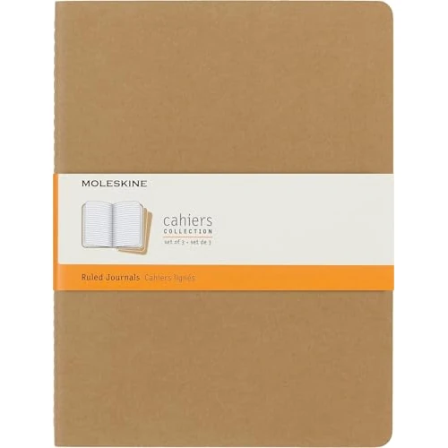 Moleskine - Cahier Journal Cuaderno de Notas, Set de 3 Cuadernos con Páginas, Tapa de Cartón y Cosido de Algodón Visible, Color Marròn Kraft