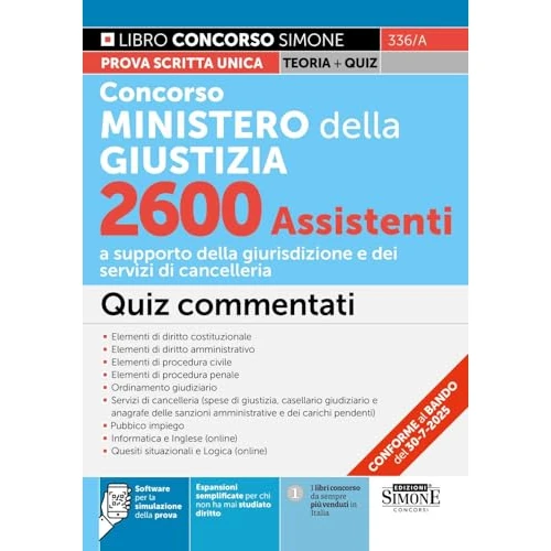 Concorso Ministero della Giustizia 2600 Assistenti a supporto della giurisdizione e dei servizi di cancelleria - Quiz commentati