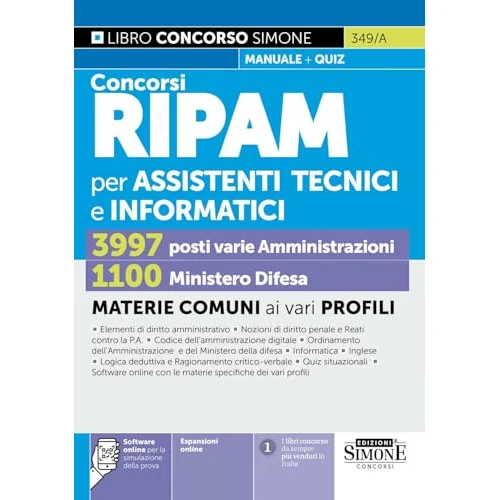 Concorsi RIPAM per Assistenti Tecnici e informatici - 3997 varie Amministrazioni - 1100 Ministero Difesa - Materie comuni ai vari profili