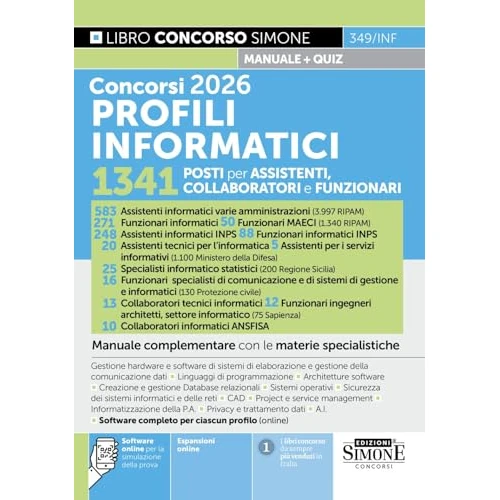 Concorsi 2026 profili informatici. 1341 posti per assistenti, collaboratori e funzionari. Manuale complementare con le materie specialistiche