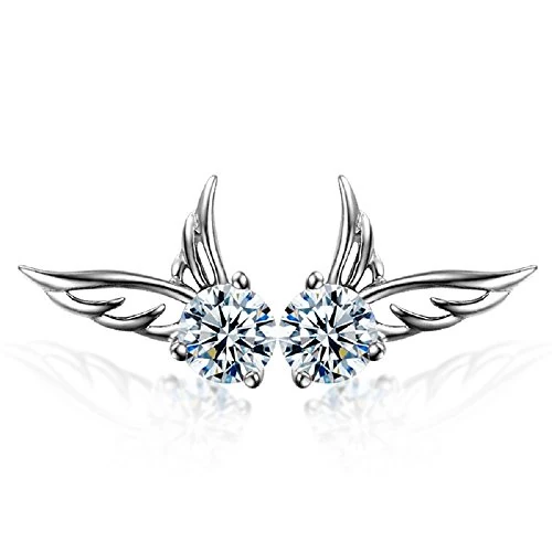 Offerta a tempo: Crystalline Azuria Donna 18ct Placcato Oro Bianco Ali d'Angeloo Orecchini a Lobo con Bianco Cristalli - 0.00% da 21.52 € a 21.52 €