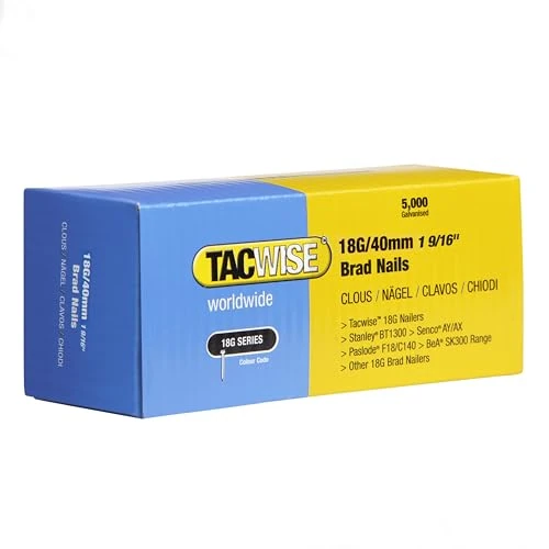 Offerta a tempo: Tacwise 0400 Chiodi Brad Galvanizzati Tipo 18G / 40 mm, Confezione da 5000 - 18% da 13.10 € a 10.75 €