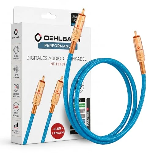 Oferta limitowana: Oehlbach NF 113 DI 50 - cyfrowy kabel audio cinch - wysokiej jakości kabel koncentryczny S/PDIF, wielokrotne ekranowanie, 75 omów - 50 cm - niebieski z 129.20 zł na 129.20 zł (oszczędź 0.00%)