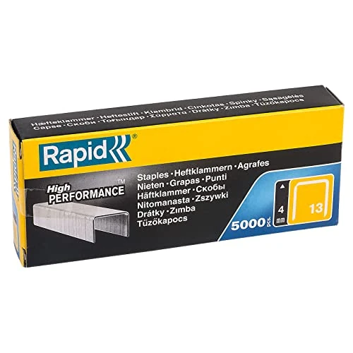 Tijdelijke aanbieding: Rapid tackernieten No. 13, 4 mm, 5.000 stuks fijndraadnieten | Gegalvaniseerd kwaliteitsstaal; precieze aansnijding; compatibel met No. 13 tackeren; voor hout, stoffen en canvasdoeken van 12.99 € naar 12.99 € (0.00% korting)
