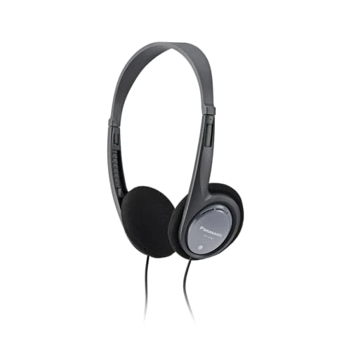 Panasonic RP-HT090 Cuffie Stereo con Filo, Leggere per Ottimo Comfort, Cavo da 5 m per Utilizzo con TV, Altoparlante da 30 mm, Grigio