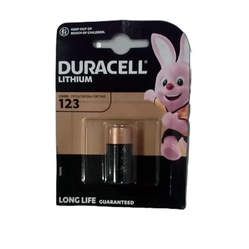 DURACELL High Power CR123 CR123A/CR17345 baterie litowe 3V 1-pak; Długie działanie; Do aparatów, latarek, czujników dymu; Przydatność do użycia przez 10 lat przechowywania; Ochrona przed rozlaniem