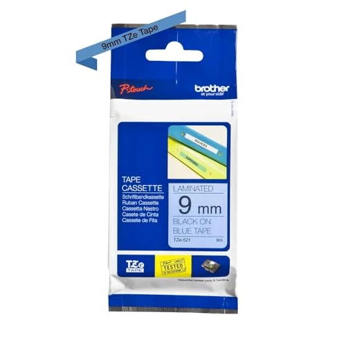 Oferta limitada: Brother Gloss Laminated Tape - 9mm, Black/Blue - Cintas para impresoras de etiquetas (Black/Blue) de 18.33 € a 18.33 € (ahorro 0.00%)