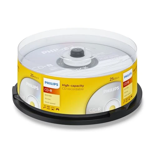 Offre limitée : Philips CD-R High-Capacity (800 Mo / 90 Minutes, Multi-Speed, Cake Box 25 pièces) de 9.49 EUR à 9.49 EUR (remise 0%)