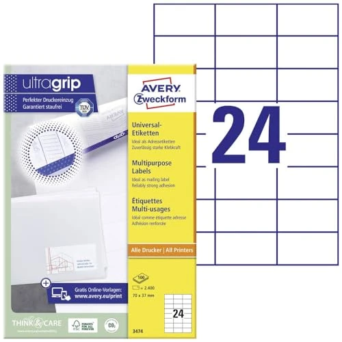 Offre limitée : AVERY/Zweckform étiquettes 70 x 37 mm, sans cadre de 35.78 € à 35.78 € (0.00% de remise)