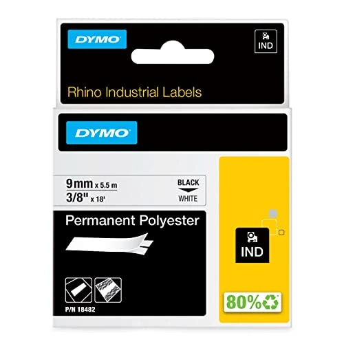 Limited offer: DYMO Rhino Industrial Permanent Polyester Labels 3/8" Black Print on White Tape from 13.94 EUR to 9.48 EUR (save 32%)