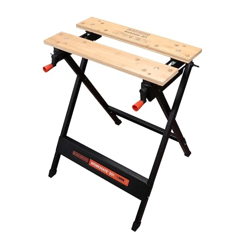BLACK+DECKER, Banco da Lavoro Workmate, Black/Wood, 15.5 x 84 x 12.5 cm. WM301-XJ