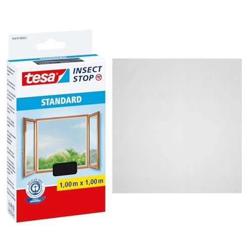 Zeitlich begrenztes Angebot: tesa INSECT STOP Klett Fliegengitter für Fenster - Insektenschutz mit Klettband, zuschneidbar - Mückenschutz ohne Bohren - 1 x Fliegen Netz - 100 cm x 100 cm - Anthrazit von 7.39 € auf 4.02 € (46% Rabatt)