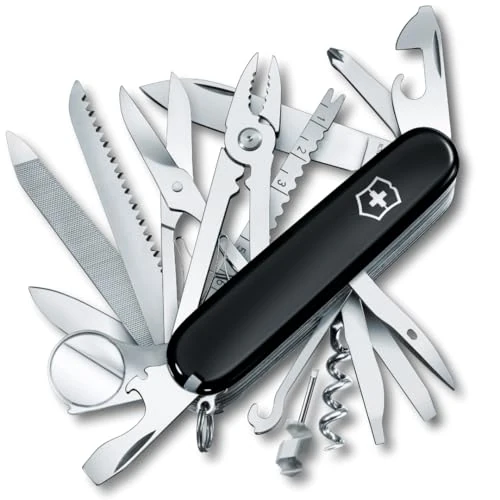 Victorinox Schweizer Taschenmesser Gross, Swiss Champ, Swiss Army Knife, Multitool, 33 Funktionen, Klinge, Korkenzieher, Schraubendreher, Schwarz
