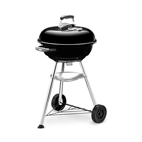 Limited offer: Weber Compact Kettle Charcoal Grill Barbecue, 47cm | BBQ Grill with Lid Cover, Stand & Wheels | Freestanding Outdoor Oven, Smoker & Outdoor Cooker with Porcelain-Enamelled Bowl - Black (1221004) from 124.99 EUR to 79.50 EUR (save 36%)
