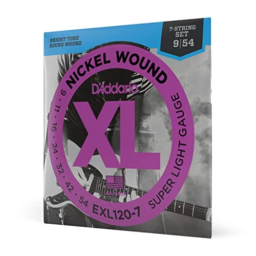 Offerta a tempo: D'Addario Corde Chitarra Elettrica | EXL120-7 | Set Corde per Chitarra Elettrica per Ferita Nichel | 7 Corde | Super Leggero, 09-54 | 1-Paccetto - 15% da 11.59 € a 9.90 €