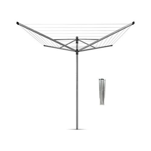 Oferta ograniczona: Brabantia Suszarka ogrodowa Lift-O-Matic 40m, 4 ramiona, mocowanie stalowe (do gruntu) Szary Metaliczny z 103.70 EUR na 88.08 EUR (znizka 15%)