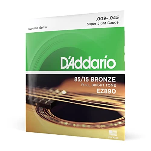 Limited-time offer: D'Addario Guitar Strings - Acoustic Guitar Strings - 85/15 Bronze - For 6 String Guitar - Full, Bright Tone - EZ890 - Super Light, 9-45 from 5.80 GBP to 5.80 GBP (save 0%)