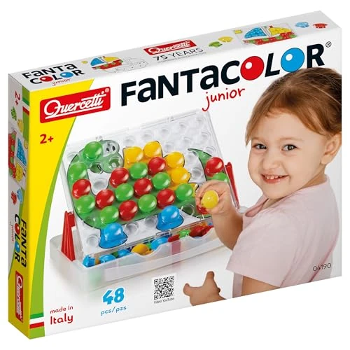 Offerta a tempo: Quercetti Fantacolor Junior,Gioco Educativo Mosaico Bambini 3D con Bottoni Colorati per Bambini Giochi Bambini 2 Anni con Valigetta Portatile 48 Bottoni e 16 Schede Regalo Bimba 2 Anni Made in Italy - 31% da 24.90 € a 17.08 €