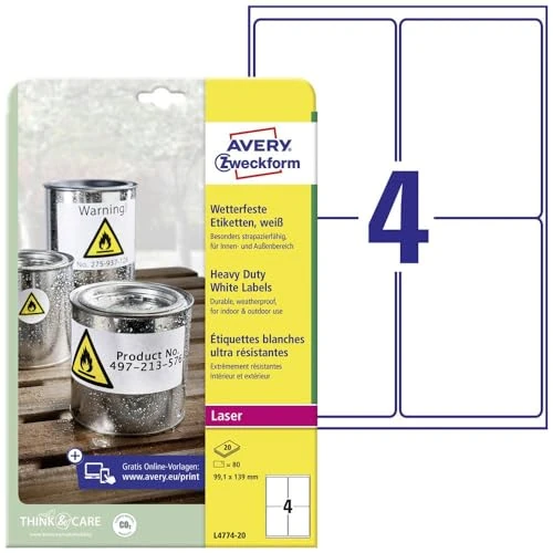 Offerta a tempo: Avery Zweckform, L4774-20, 20 fogli, Etichette poliestere 99, 1 x 139 mm - 0.00% da 31.73 € a 31.73 €