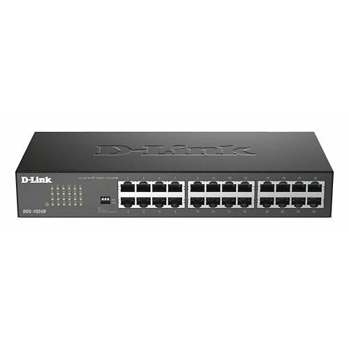 D-Link DGS-1024D/B 24‑Port Gigabit Unmanaged Desktop Switch, Hub, Internet Splitter, Metal, Fanless, Plug and Play - UK Model black DGS-1024D/B