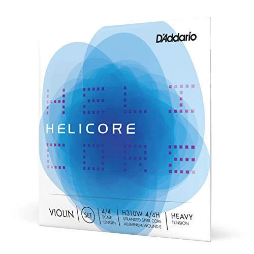 Set di Corde d'Addario Helicore per Violino con Corda e Wound, Scala 4/4, Tensione Forte, Set completo-Wound E