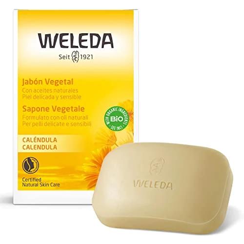 Weleda Sapone vegetale Calendula a base di oli naturali, coltivazioni bio, estratti di camomilla, dermatologicamente testato (1X100 g)