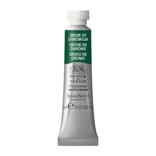 Winsor & Newton 0102459 Farba akwarelowa Professional Watercolour, żywe farby wodne o artystycznej jakości, wysoka czystość kolorów i jasność, odporna na światło, 5ml tuba - Oxide Of Chromium