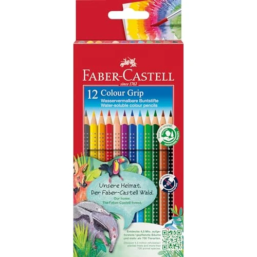 Begrenztes Angebot: Faber-Castell 112412 Colour Grip Buntstifte für Kinder, 12er-Buntstifte-Set, Malstifte mit Grip und dreieckigem Schaft, wasserlöslichen Pigmenten, leicht auswaschbar und bruchsicher, Schulsachen von 11.00 EUR auf 8.03 EUR (Rabatt 27%)