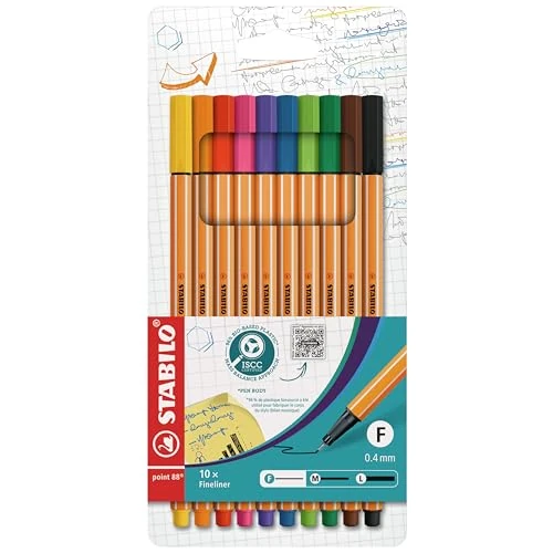 Offerta a tempo: STABILO point 88 - Fineliner - Astuccio da 10 - Colori assortiti - 36% da 11.00 € a 6.99 €