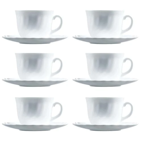 Lot de Tasses avec soucoupes Luminarc Trianon (6 pcs) Blanc Verre 220 ML 6 Pièces