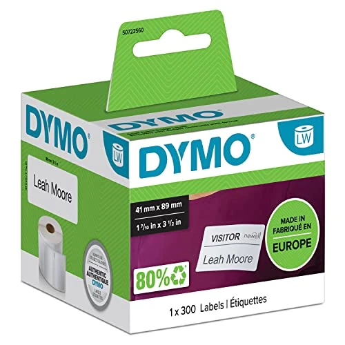 Offerta a tempo: DYMO LW etichette per badge piccole | 41 mm x 89 mm | rotolo da 300 etichette facilmente staccabili | autoadesive | per etichettatrici LabelWriter | originali - 18% da 32.69 € a 26.90 €