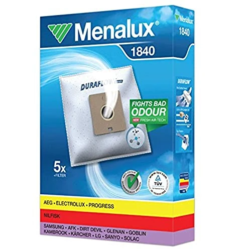 Menalux 1840 Lot de 5 sacs à poussière Pour AEG / Dirt Devil / LG / Privileg / Samsung