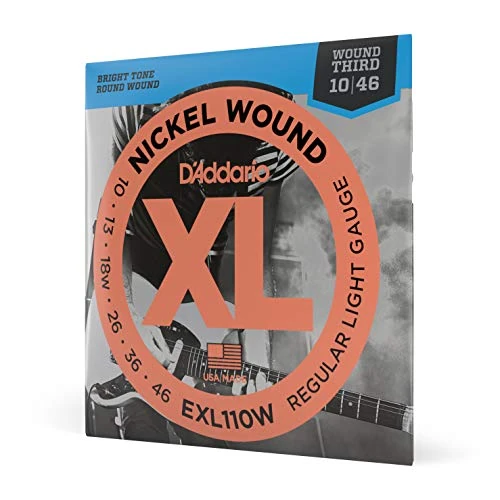Offerta a tempo: D'Addario Corde Chitarra Elettrica | EXL110W | Set Corde per Chitarra Elettrica per Ferita Nichel | 6 Corde | Luce Normale, ferita 3a, 10-46 | 1-Paccetto - 16% da 9.40 € a 7.90 €