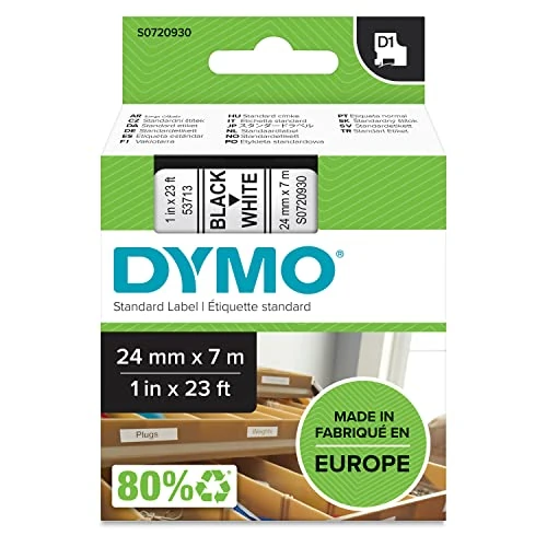 Limited-time offer: DYMO Authentic D1 Labels | Black Print on White | 24mm x 7m | Self-Adhesive Labels for LabelManager Label Printers from 18.99 £ to 17.95 £ (save 5%)