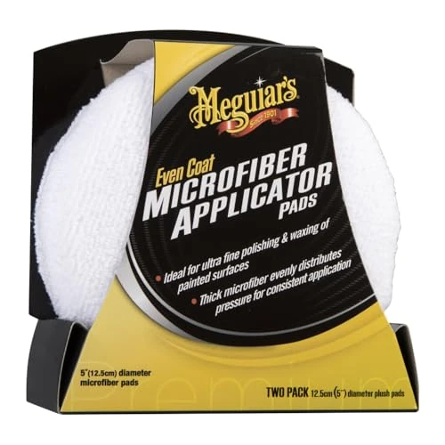 Offerta a tempo: Meguiar's Dischi in Microfibra, Bianchi, 12.7 cm - Permettono l'Applicazione Uniforme di Shampoo, Polish e Paste Abrasive sulle Superfici, Riutilizzabili, 2/Confezione, X3080EU - 12% da 12.58 € a 11.02 €
