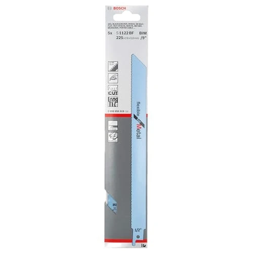 Bosch Professional 5 szt. Brzeszczot do piły szablastej S 1122 BF Flexible for Metal (do standardowej blachy stalowej, akcesoria pił szablastych)