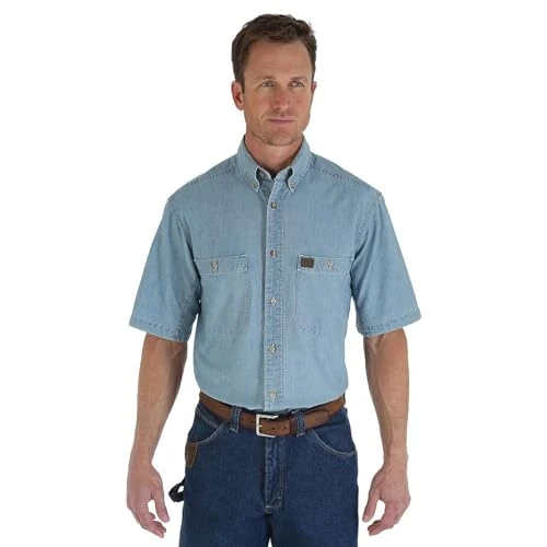 Offerta a tempo: Wrangler Riggs Workwear by Men's Chambray Work Shirt,Light Blue,X-Large - 0.00% da 33.44 € a 33.44 €