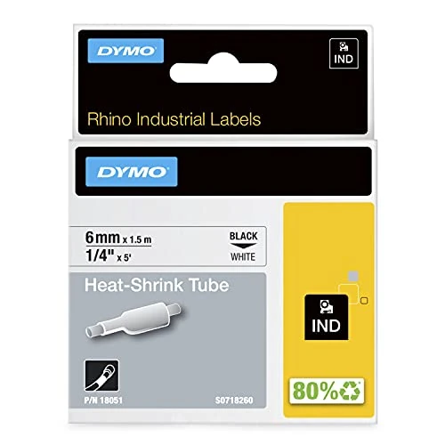 Limited offer: DYMO Rhino Industrial Heat-Shrink Labels, 1/4" Tube, Black Print on White from 39.27 EUR to 39.27 EUR (save 0%)