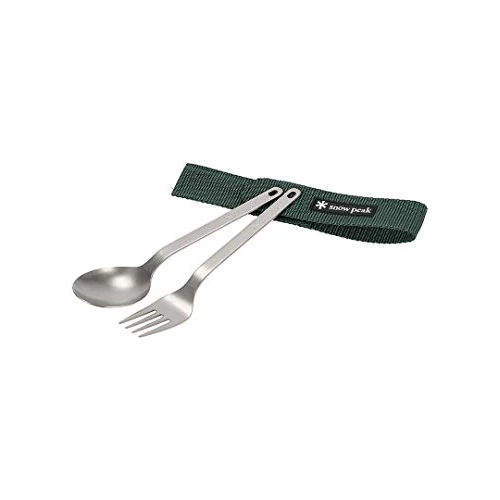 Snow Peak Fork and Spoon Set, SCT-002, Japanese Titanium, Ultralight, Compact for Camping, Backpacking, Daily Use, Made in Japan, Lifetime Product Guarantee, Silver, One Size