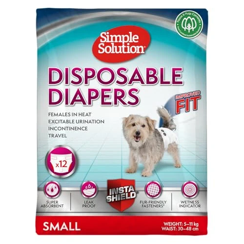 Limited-time offer: Simple Solution Disposable Dog Diapers for Female Dogs | Super Absorbent Leak-Proof Fit | Small | 12 Count from $24.89 to $22.98 (save 8%)