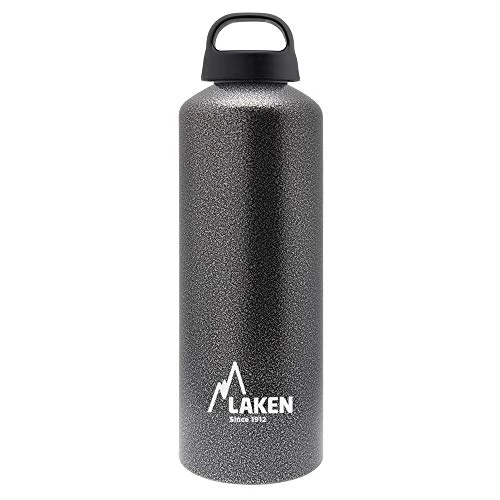 LAKEN Bouteille d'eau classique avec bouchon à vis large avec boucle – 1 litre, granit