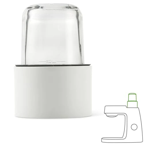 Kenwood Kruiden en Specerijenmolen AT320, Accessoire voor Kenwood Keukenmachines, Elektrische Kruidenmolen voor Kruiden en Specerijen, Inclusief 4 Glazen Potjes Met Deksels