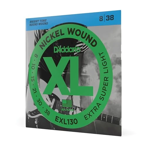 D'Addario EXL130 Nickel Wound Electric Guitar Strings, Extra-Super Light, 8-38